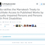 SpicyIP Tidbit: India ratifies the Marrakesh Treaty for the Visually Impaired