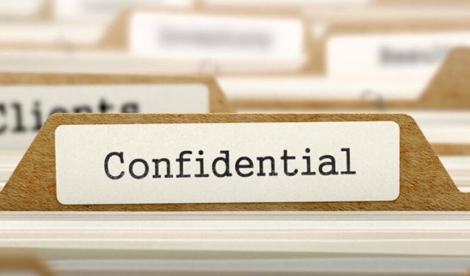 Image of folder tag with text "confidential"