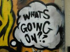graffiti text of 'what's going on'