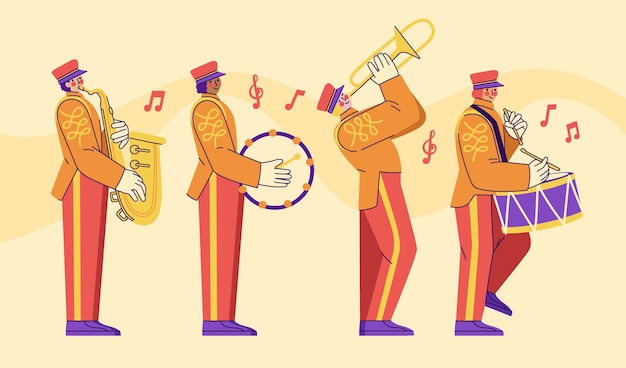 An image of animated  brass band 