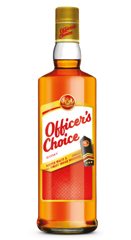 An image of a bottle of "Officer's choice" whiskey.