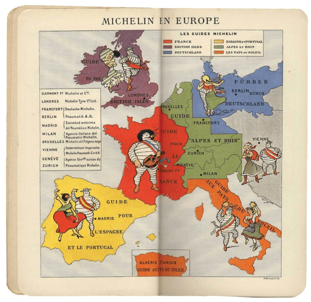 An illustrative map of Michelin starred restaurants in Europe. 
